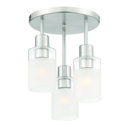Designers Fountain 11in Cedar Lane 3-Light Brushed Nickel Ceiling Light Semi Flush Mount D236M-SF-BN
